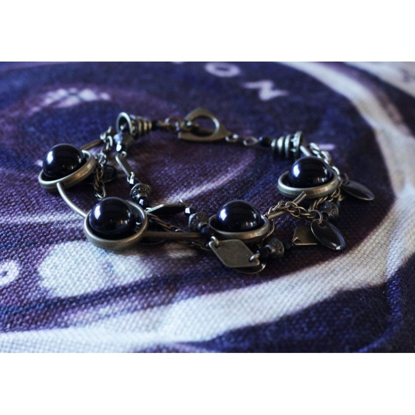3 rijige armband kit Zwart &amp; brons