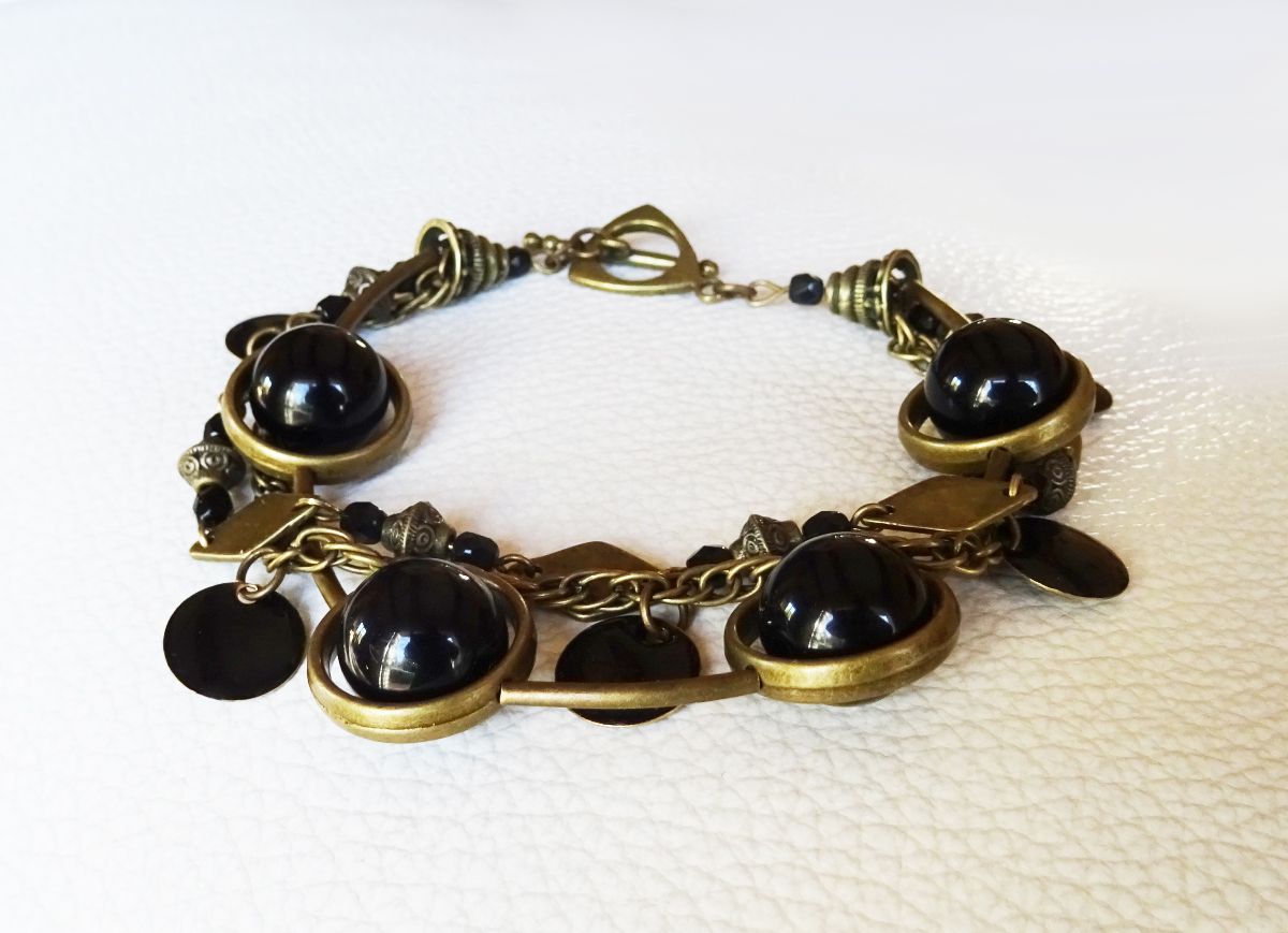 3 rijige armband kit Zwart &amp; brons