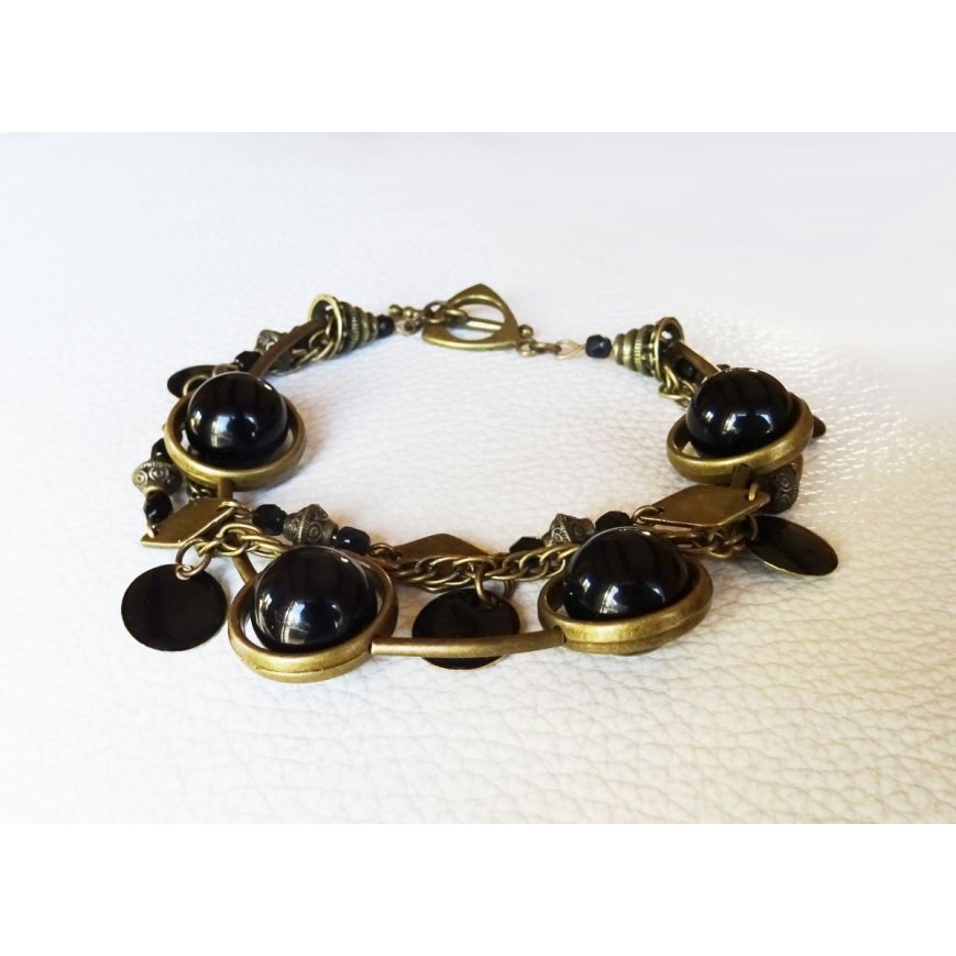 3 rijige armband kit Zwart &amp; brons