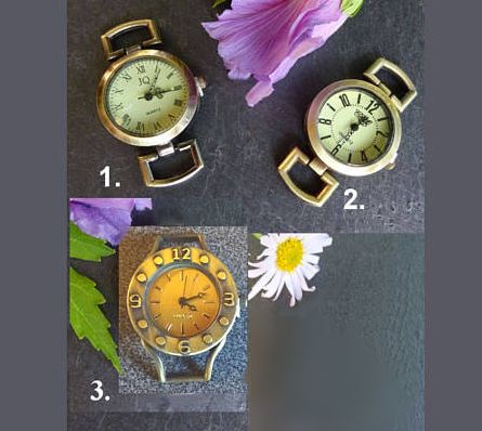 Montre bracelet cuir breloques plume et perles