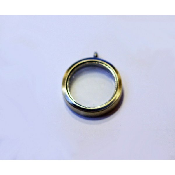 Medaillon glas doosje Verguld brons 30 mm schat hanger