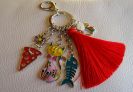 Sleutelhanger kat &amp; muis met rode pompon