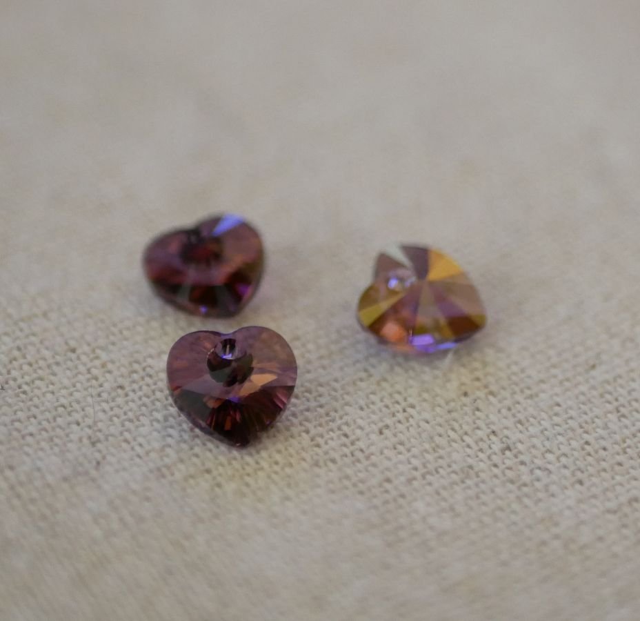 Swarovski Kristallen Hart Hanger 11 mm Kristal Lila Schaduw