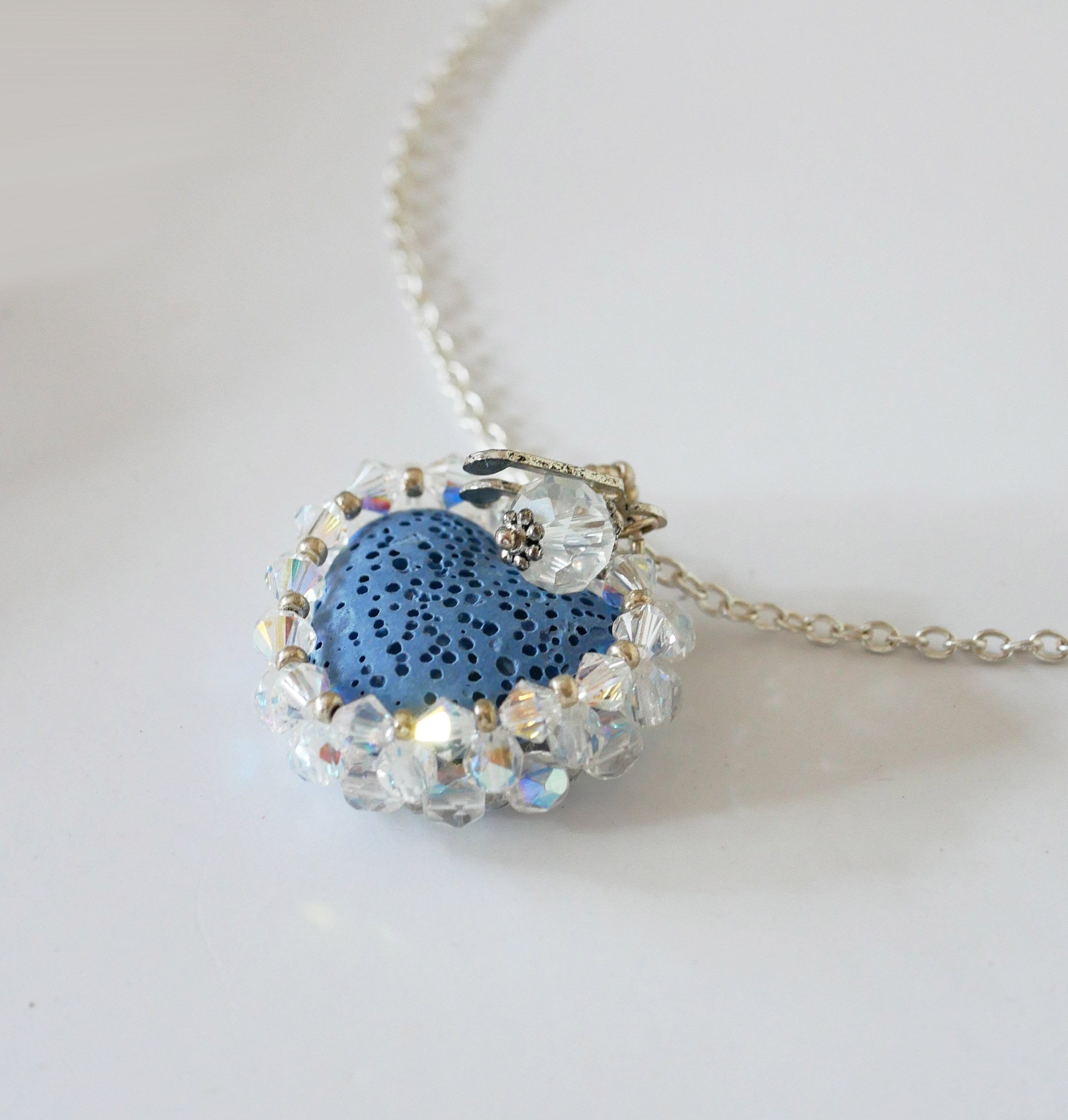 Hanger Blauwe Lavasteen Hart aan zilveren ketting