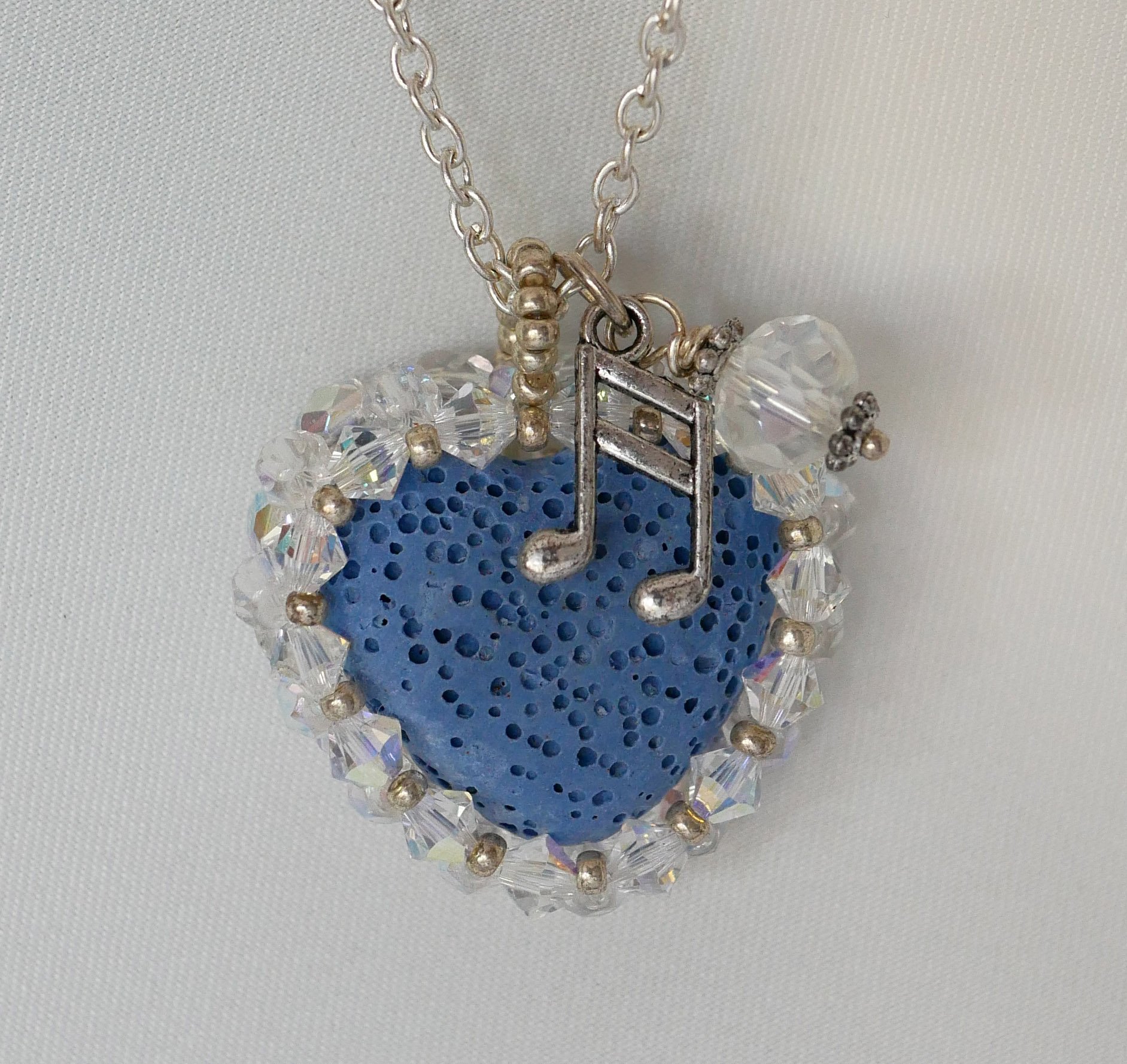 Hanger Blauwe Lavasteen Hart aan zilveren ketting