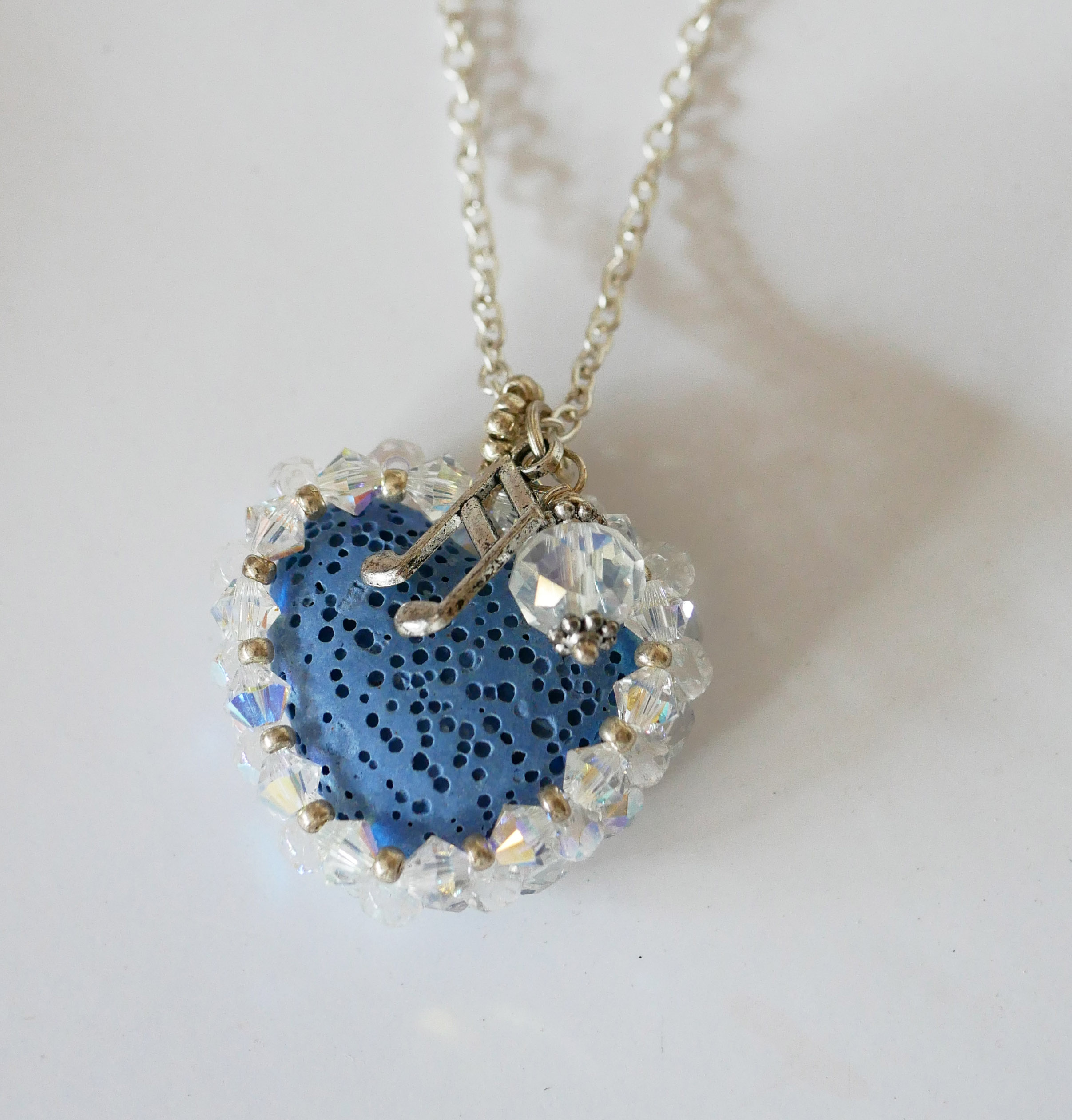Hanger Blauwe Lavasteen Hart aan zilveren ketting