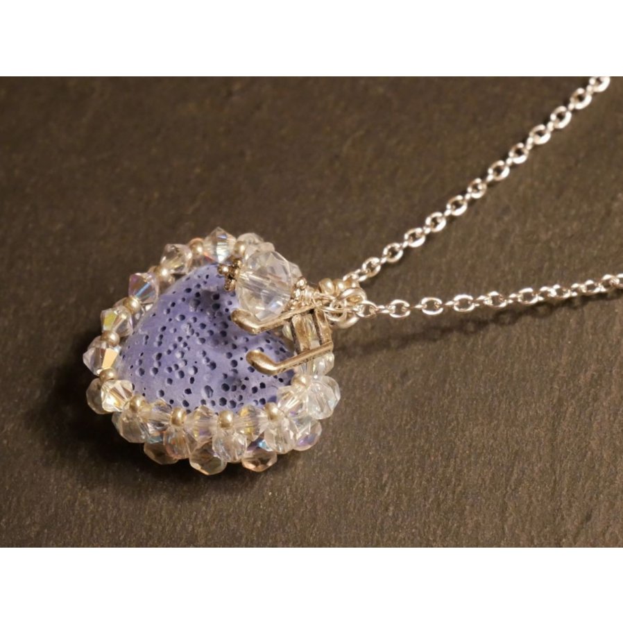 Pendentif  en kit Coeur pierre de lave diffuseur