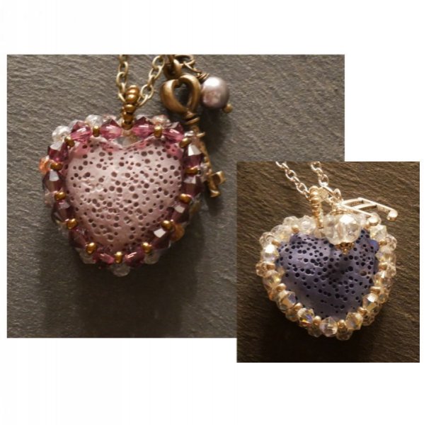 Pendentif  en kit Coeur pierre de lave diffuseur