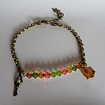Armband bronzen ketting Amber en Olivijn