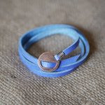 Lederen riem Blauw fijn drievoudig verstelbaar