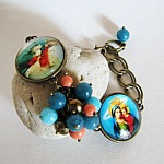 Jezus en Maria cabochon armband aan ketting