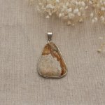 Cabochon hanger gezet in landschap jaspis steen, driehoekige vorm