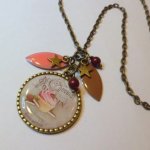 Cabochon hanger ketting met gourmet muffin en pailletten