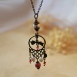 Ketting met bohemian hanger en natuurstenen 