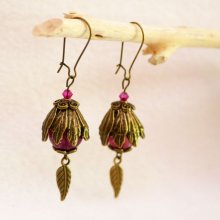 Fuchsia Kwarts Boheemse Oorbellen