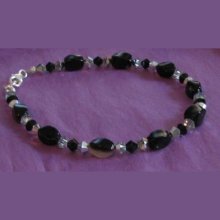 Armband Zwarte Agaten &amp; Swarovski kristal 