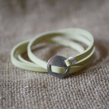Leren armband Anijsgroen, drievoudig verstelbaar