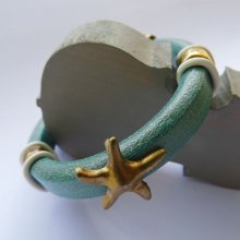 Leren armband Regaliz turquoise Starfish