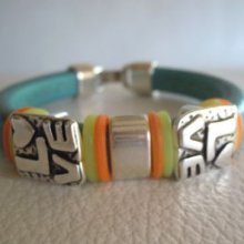 Leren armband Regaliz Turquoise Love 