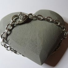 Armband verzilverde ketting groot hart sluiting 20 cm