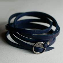 5-draads lederen riem marineblauw verstelbaar