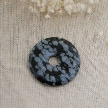 Obsidiaan steen donut Sneeuwvlok diameter 40 mm