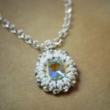 Super Duo witte medaillonhanger aan ketting