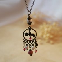 Ketting met bohemian hanger en natuurstenen 