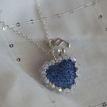 Hanger Blauwe Lavasteen Hart aan zilveren ketting