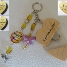 Sleutelhanger Hart usb sleutel om Cabochon &amp; vlinder te graveren