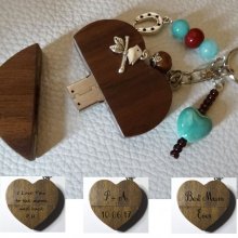 Hart sleutelhanger usb sleutel om turquoise kralen te graveren