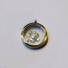 Medaillon glas doosje Verguld brons 30 mm schat hanger