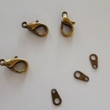 Antiek bronzen karabijnsluiting set x3